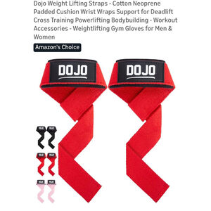 Men's Dojo Weight Lifting Straps One Size Red Black